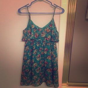 Green floral sun dress
